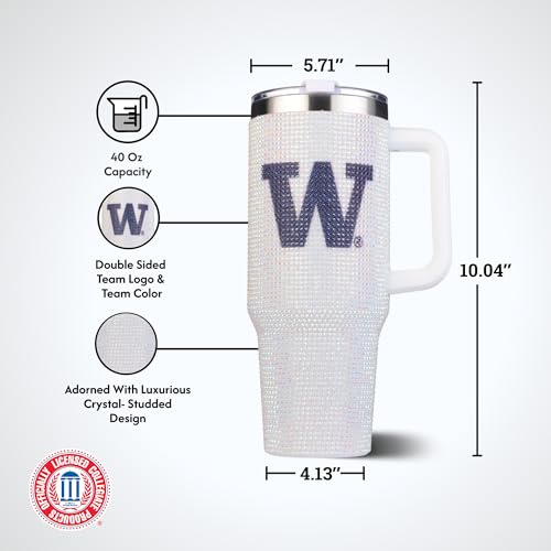 Image of The Memory Company Officially Licensed 40oz White Bling Game Day Tumbler, University of Washington