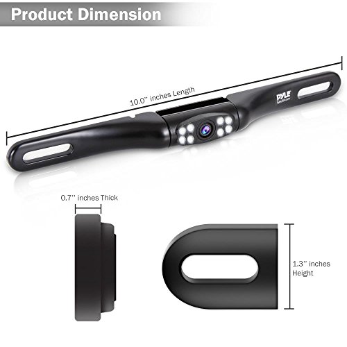 Image of Pyle Compact Vehicle Backup Camera - Slim Bar Cam Size Tilt Adjustable Lens Angle w / Night Vision Illumination and IP-67 Waterproof for Front or Mounted Above the Rear License Plate - PLCM2710