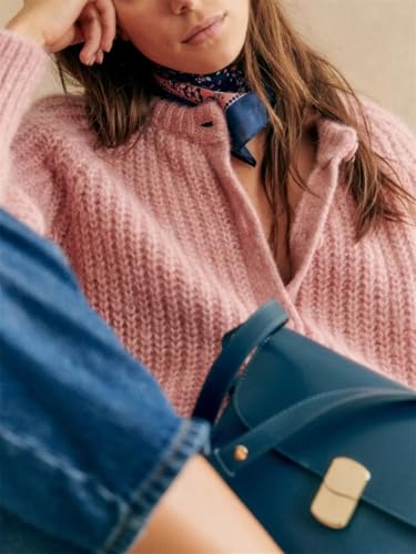Image of KEOMUD Women's Long Sleeve Cardigan Sweaters Spring Casual Crewneck Button Down Chunky Knit Cardigans