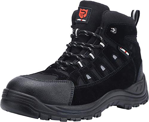 LARNMERN Steel Toe Shoes for Men Safety Work Boots Industrial Construction Indestructible Shoes(6.5, Black)