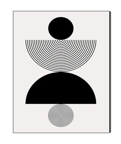 Tableau abstrait noir et blanc 20x30 cm affiche géométrique moderne salon - 2
