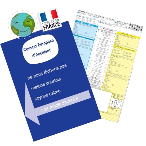 Constat Amiable Accident Européen ✯Fabrique en France✯ - Constat Amiable France Voiture - Feuille de Constat Homologué Toutes Assurances France Europe Securite...