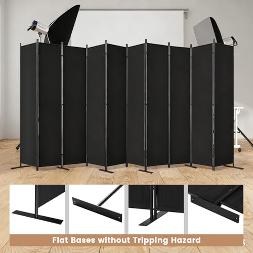 Image of C-Hopetree 10 Panels Room Divider, 6 Ft Tall Indoor Folding Privacy Screen, Portable Partition Separator, Freestanding Separation Temporary Wall for Office, Bedroom, 197 inch W X 71 inch H, Black