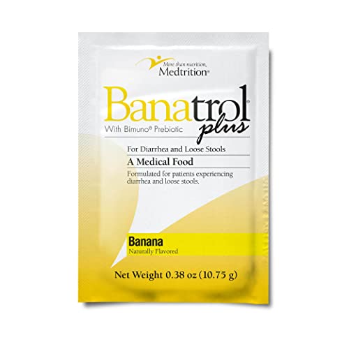 Medtrition Banatrol Natural Anti-Diarrheal with Prebiotics, Relief for IBS, Recurring Diarrhea, Clinically Supported Medical Food, Non-Constipating, 21 Servings (Banana)