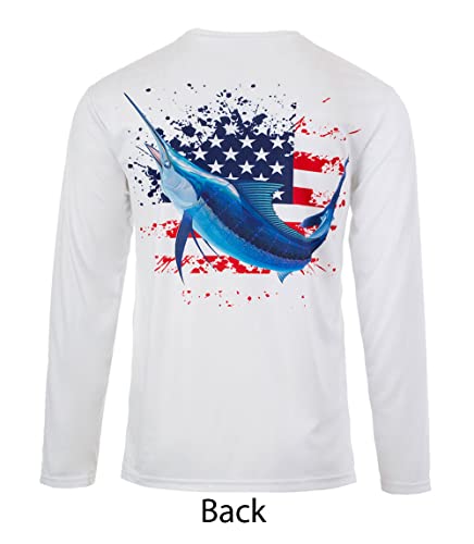 Boys 2T-18 American Flag Marlin Water Sport Fishing UPF Performance Shirt2