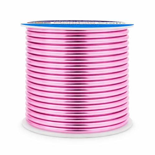Image of Mandala Crafts 12 Gauge Pink Anodized Aluminum Craft Wire, 60 FT | Colored, Flexible, Bendable, for Bonsai, Armature, Sculpting, Wire Wrapping, Jewelry Making, Weather & Tarnish Resistant