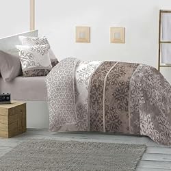 Nordico Reversible TIENDA EURASIA - Edredón Nórdico Reversible, Estampado Bicolor, Relleno de Fibra Siliconada, Tacto Suave y Confortable (Cama 135/150-230 x 260 cm, Pele Marron)