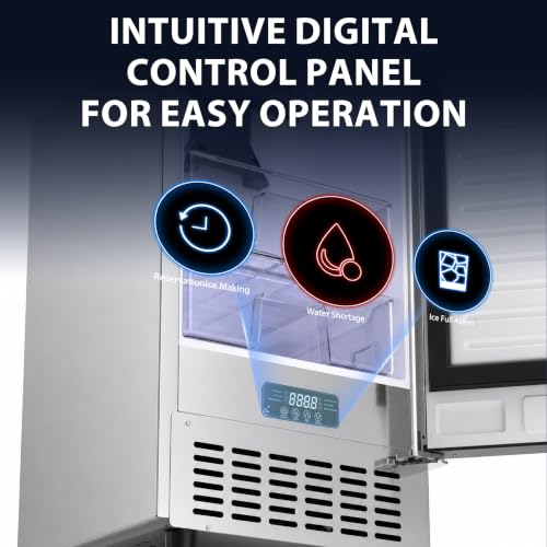 Image of Coolake 15 inch Undercounter Nugget Ice Maker Machine, 100Lbs /Day Outdoor Pebble Ice Maker with Double Ice Baskets, Stainless Steel Gravity Drainage Freestanding Built-in Ice Machine for Home Bar Kitchen
