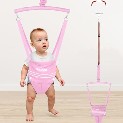 Slevoo Baby Door Jumpers Oxford Cloth Baby Door Bouncer for 6-12 Months Secure Clamp and Adjustable Strap Included (Pink)