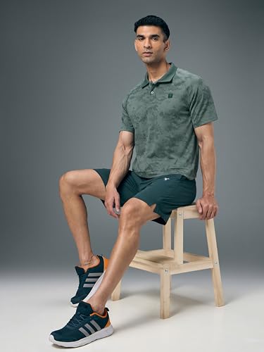 Image of TECHNOSPORT Men's Slim Fit Printed Half Sleeve Polo T-Shirt with Matpiq for Casual & Regular Use
