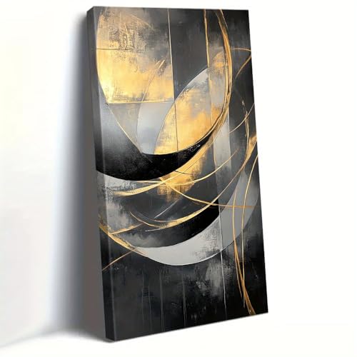 IKDZCM Quadri su tela incorniciati con texture grigia, stampa su tela astratta verticale che mette in mostra forme geometriche, decorazione d'arte moderna (60x123 cm)