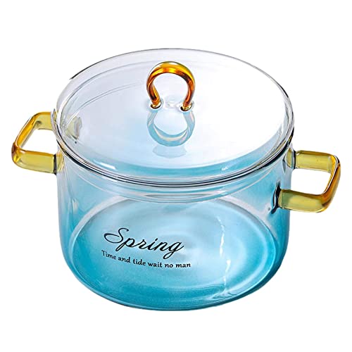EdirFtra Sartén de Cocina de Vidrio, sartén de Vidrio de 1400ml, Mini - sartén de microondas calentado, sartén de Cocina de Vidrio Transparente, sartén de Cocina de Vidrio Transparente,A