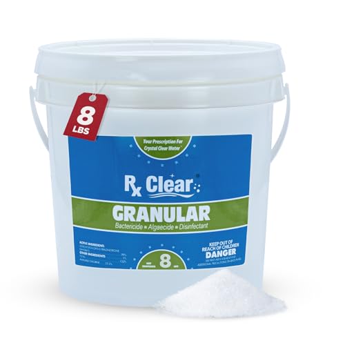 Rx Clear 8 lbs Granular Pool Chlorine | Use As Bactericide,