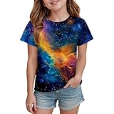 Mädchen-T-Shirt mit Sternendesign kurzärmliges Rundhals-Shirt für täglichen lässigen Komfort (10-11 Years)