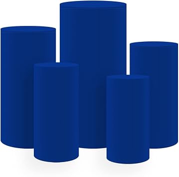 1set Royal Royal Blue Spandex Pillar Covers for Metal Cylinder Pedestal Stands - 5 Pieces - Navy Covers Only, Cylinder Pedestal Stands Excluded NO-251 Navy