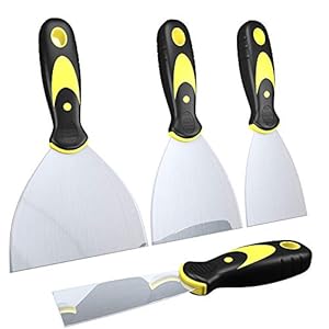 CYH de Spatelset van de Schilder met Plastic Handvat, 4 Stuks Roestvrij Staal Spatel Palletmes Schraper voor Het Verwijderen, de Spatelset van Het Stopverfmes Stukadoor 38mm 76mm 100mm 150mm