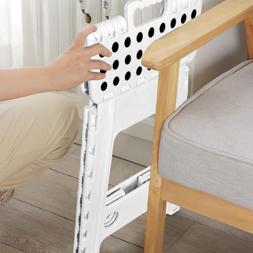 كرسي درج قابل للطي من CENXI، كرسي درج بلاستيكي قابل للطي شديد التحمل وخفيف الوزن مع مقبض محمول، كرسي درج بلاستيكي مدمج قابل للطي للحمام وغرفة النوم والمطبخ