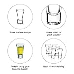 Bormioli Rocco Dublino Collection Shot Glasses Set of 6 Clear Shot Tumblers With Heavy Base–2 Ounce Shooter Glass For Spirits Liquors–Classic European Design Drinkware For Bar Pub Home Use