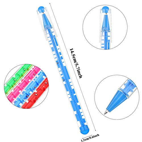 24 Pieces Maze Pen Puzzle Novelty Ink Pen Fidget Toy Pen With Ball Maze Inside For School Office Stationery Birthday Party Supply (Pink, Blue, Red, Green) #TOP1