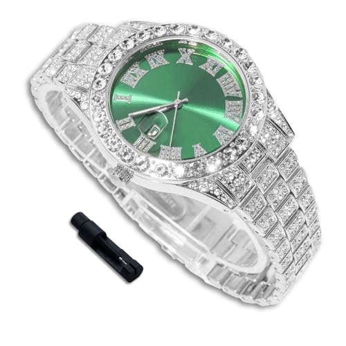 Montre diamant de luxe pour enfant plaqué or 18k avec cadran de 42mm