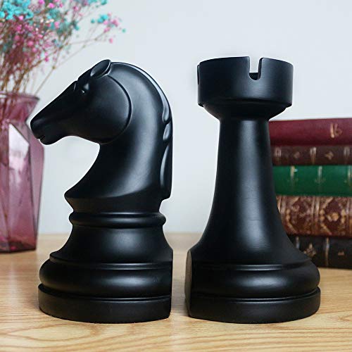 Jinhuoba JHB-SD Decorative Bookends Chess Bookends, Black Book Ends Heavy Book Supports, Unique Bookends Decor For Office Home Desk Bookrack thumb #4