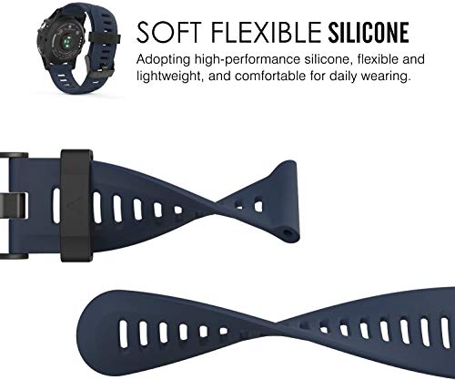 BarRan pulseira compatível com Garmin Fenix 3/Fenix 5X, Soft Silicone Replacement Pulseira de relógi