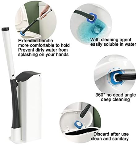 AnMelon Wall Toilet Wand KitDisposable Toilet Brush With Holder. Disposable Toilet Cleaning System with 16 Toilet Wand Replacement Heads