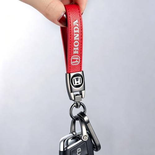 Image of Car Leather Keychain Key Ring Accessories red