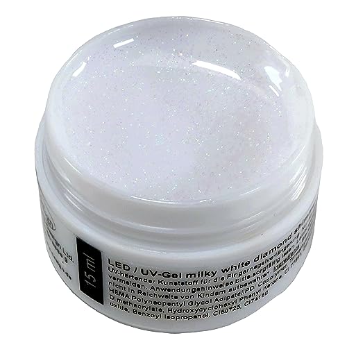 LED/UV Aufbau Gel Diamond Shimmer mit feinen Glitzerpartikeln 5 ml (milchig weiß)