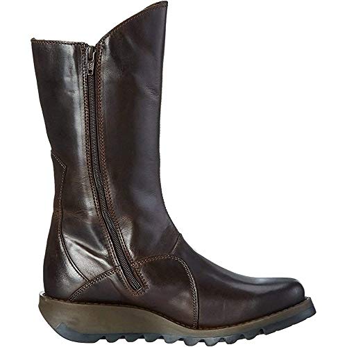 Fly London Mes 2 Calf High Winter Boot Low Wedge Heel Cleated Sole 9 Brown #TOP2