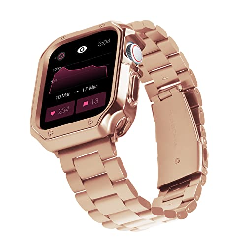Binlun Compatible With Apple Watch Band 45Mm 44Mm 42Mm Matte Stainless Steel Rose Gold Metal Watch Strap With Polished Finish Tpu Watch Case Compatible With Iwatch Bands Series 8/7/Se2/Se/6/5/4/3/2/1 #TOP18