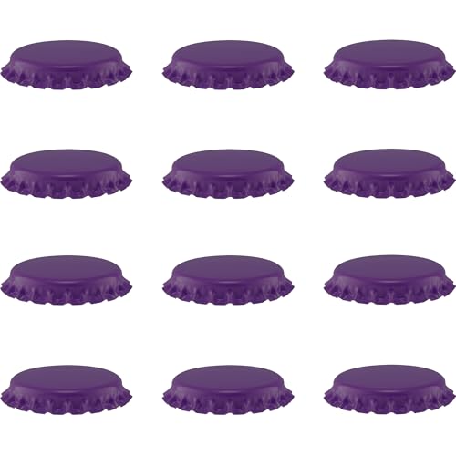 Beer Bottle Colored Pry-Off Caps 12-pk [ Choose Your Color ] Oxygen Absorbing, 26mm Crown Seal Cork, Kombucha Homebrew, PVC Free (Purple)