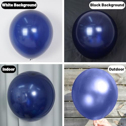 Image of Jobkoo Pearl Navy Blue Balloons 12 Inch, 60 Pcs Dark Blue Pearl Balloon for Arch Garland, Pearl Navy Night Blue Helium Latex Balloons for Men Birthday Baby Shower Graduation Wedding Party Decorations