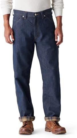 LEVI STRAUSS SIGNATURE Mens Carpenter Jeans, (New) Indigo Rinse - Flannel Lined, 38Wx30L