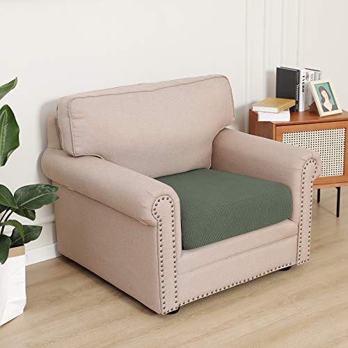 Image of Easy-Going Stretch Cushion Cover Sofa Cushion Furniture Protector Sofa Seat Sofa slipcover Sofa Cover Soft Flexibility with Elastic Bottom(Chiar Cushion,Greyish Green) | Sofa Cushion Furniture Protector Sofa Seat sofa slipcover Washable sofa cover soft with Elastic Bottom Greyish Green