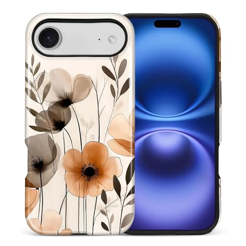 Goodsprout for iPhone 17 Air Case,Hybrid 2-Layer Hard Shell + Silicone Protective Case -Resistant Shockproof- Bohemian Minimalist Floral Smudged Style