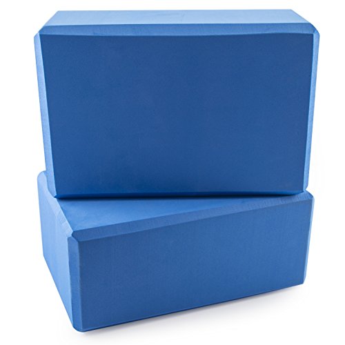 Peace Yoga Foam Exercise Blocks Blue [9” x 6” x 4”] (2 Pack)