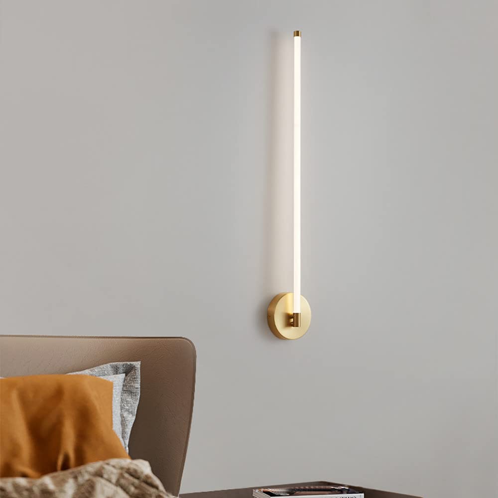 ZTCHSENZT Wall Sconces, Modern LED Linear Wall Sconce Copper Wall Mount Light Indoor Vanity Wall Lamp, Minimalist Wall Lighting Fixtures 3 Color Mode Wall Wash Lights for Living R,Copper-80cm