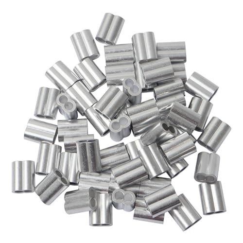 KASURE 70 manicotti in alluminio, morsetti per funi da 5 mm, morsetti a pressa, passante per crimpare in alluminio per corda in gomma, corda in acciaio, corda di espansione, corda per teloni
