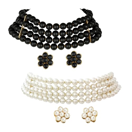 Image of Peora Traditional Maharani Haar Necklace with Earrings Bridal Jewellery Set Gift for Women