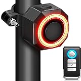 WSDCAM Smart Bike Tail Light Alarm Bike Brake Light Auto ON/Off Anti Theft Bike Alarm with Remote Waterproof Bicycle Alarm Rear Bike Light Bicycle Tail Light LED Rechargeable