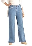 Woman Within Women's Plus Size Wide Leg Cotton Jean - 18 W, Light Stonewash Blue