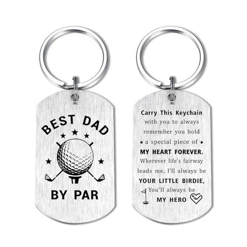Richesele Golf Gift for Dad - Best Dad By Par Golf Keyring - Christmas, Birthday Gift for Golfer Father from Daughter or Son