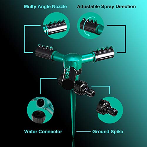 UZOU Lawn Sprinkler, 360 Degree Rotating Garden Sprinkler with Up to 3,000 Sq. Ft Coverage - Adjustable, Weighted Gardening Watering System,Water Sprinkler for Kids Playtime Outdoor - Thumbnail 5