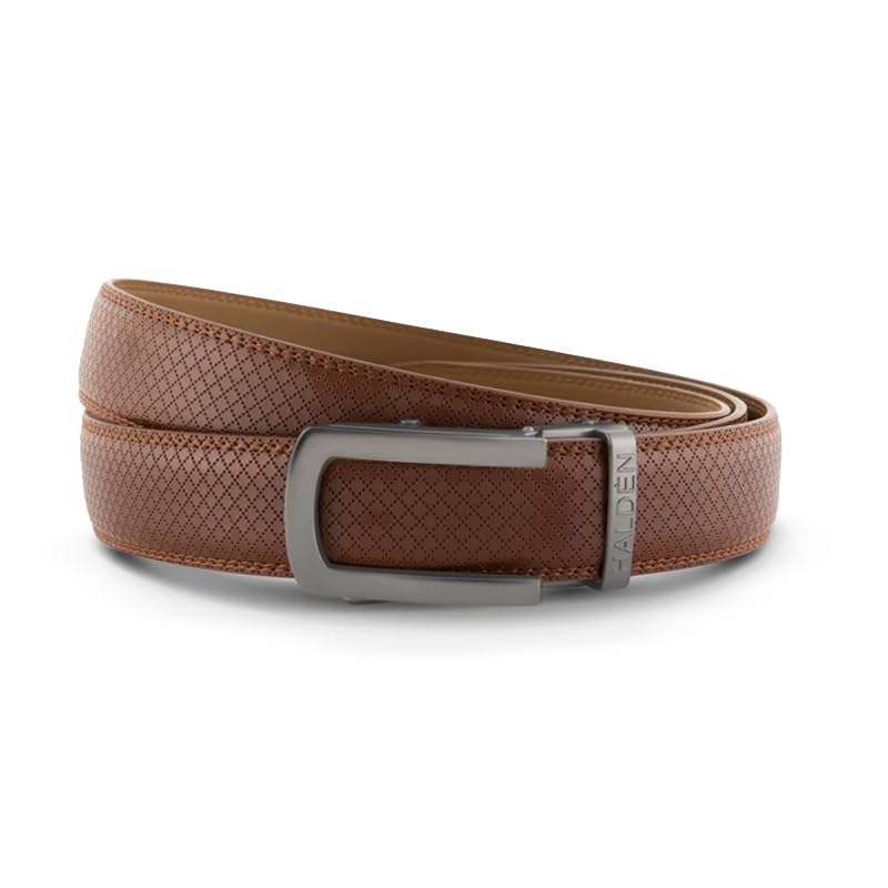 Image of HALDEN THEO Tan Belt For Men Leather Original (Adjustable Fits Up to 44 Inch Waist) Ratchet Strap with Classic Buckle & Magnetic Auto-lock