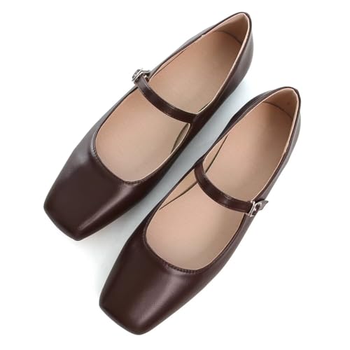 Image of LUXINYU Women's Slip on Flats,Classy Round Toe Solid Classic Mary Jane Ballet Dance Shoes Soft Comfortable PU Flat Shoes