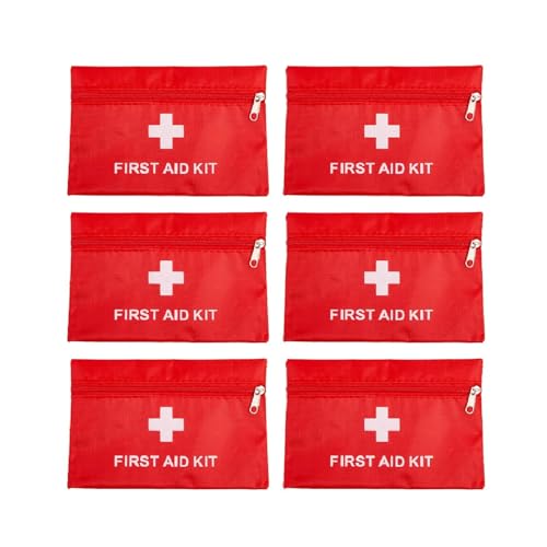 Image of First Aid Bag Empty,Mini First Aid Pouch Empty,Mini First Aid Kit Bulk,Zipper Pouches for Emergency,Travel and Outdoor (Red 6 Pack, 4.3 * 6.3 inch)