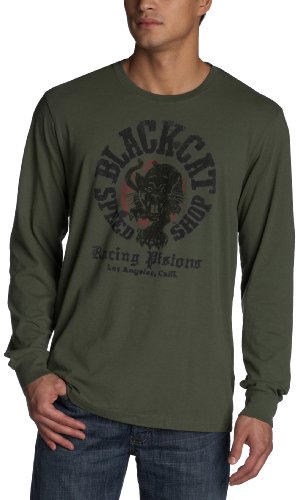 T-shirt Lucky Brand Black Cat Racing Pistons pour homme motif feuilles vertes taille S