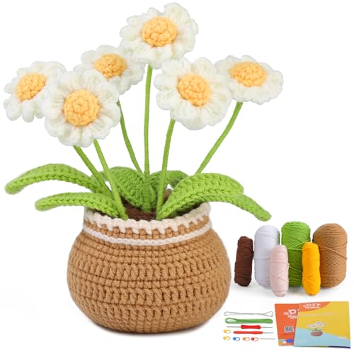 Image of kgxulr Crochet Kit, Little Daisy Knitting Kit, Crochet Kit for Beginners