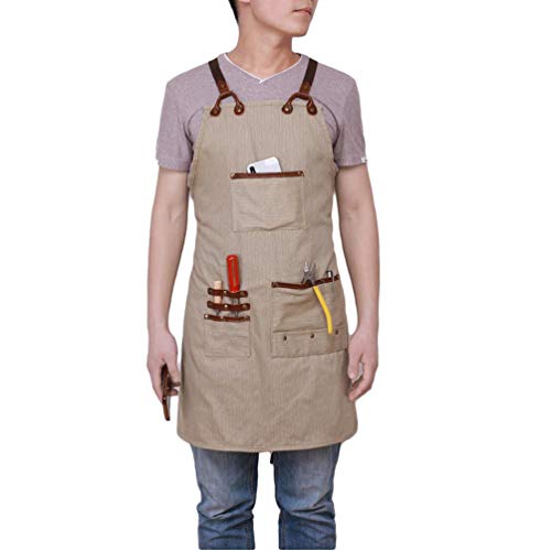 LaoZan Múltiples Bolsillos Delantal de Jardín Impermeable Unisex Ajustable Delantal de...